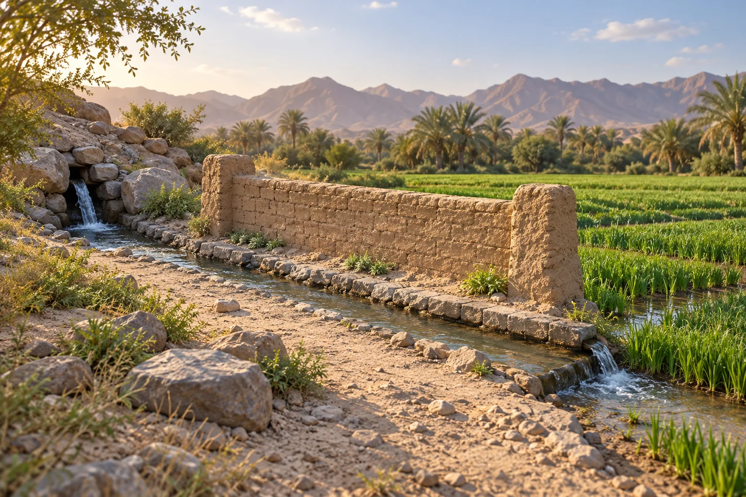 Imagined wall segment and irrigation channel