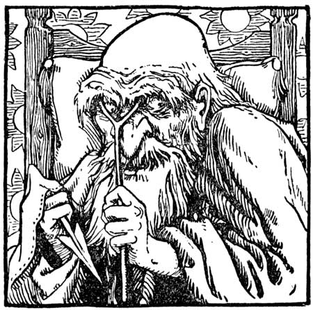 Batten: Ysbaddaden with his eyelids raised