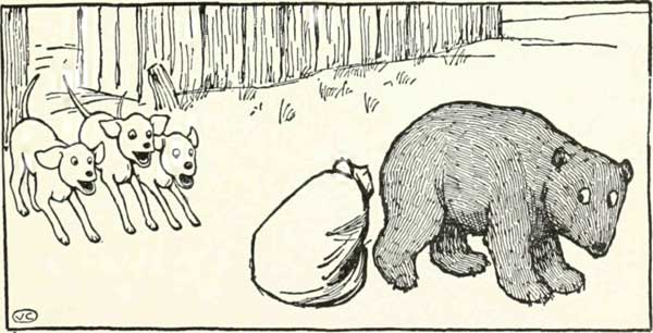Valery Carrick’s sack-carrying bear is chased away by the old man’s dogs