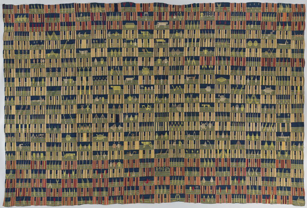 Full Ewe kente wrapper of cotton and dye, Ghana or Togo, circa 1900–20, Princeton University Art Museum 2019-127