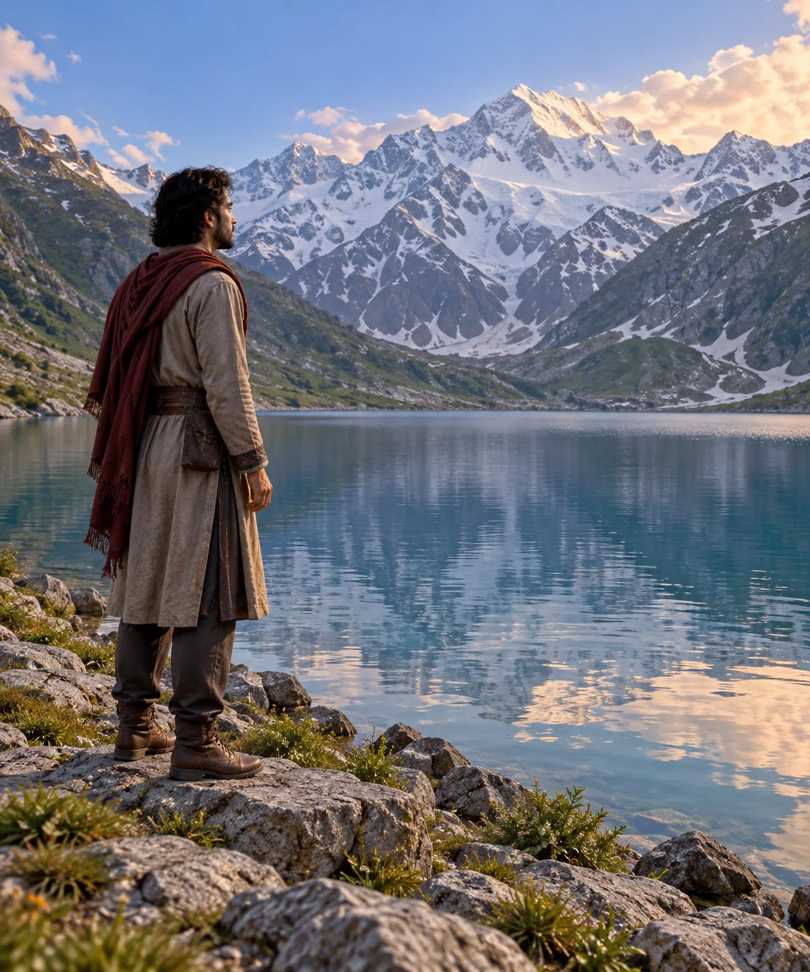 Imagined prince looking over narrative lake