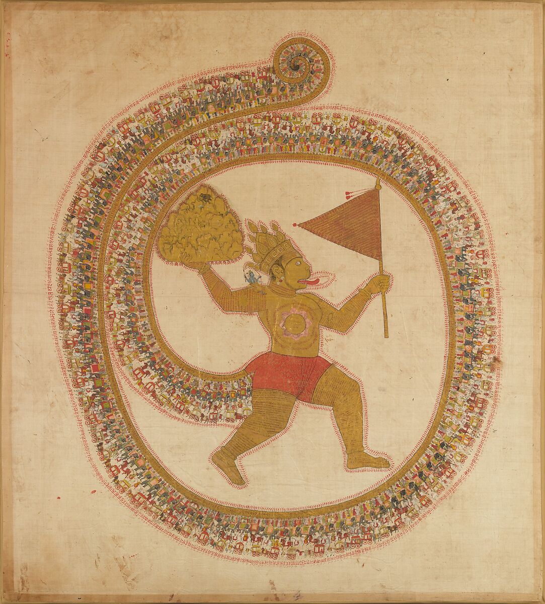 Hanuman carrying the medicinal mountain, anonymousRajasthan paintingca1800