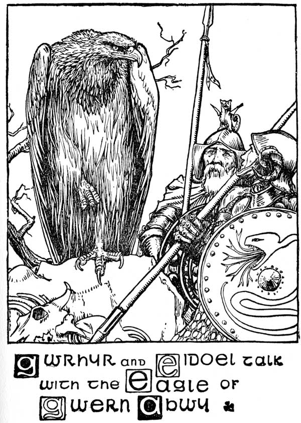 Batten: Eagle of Gwern Abwy speaking with Gwrhyr and Eidoel