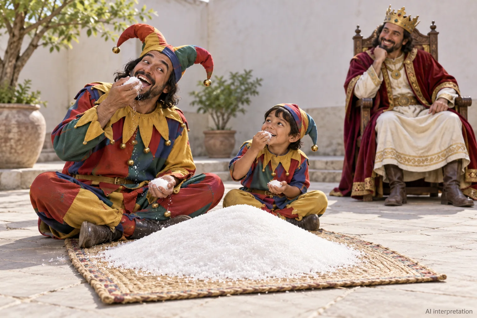 Jester and son eating sugar