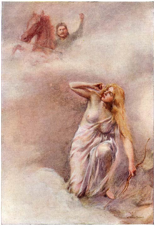 Raviyoyla with bow fleeing Marko and Sharatz, William Sewell’s Serbian hero-tale illustration