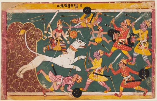 Raktabija defeated by the Goddess, anonymousMalwa paintingca1640