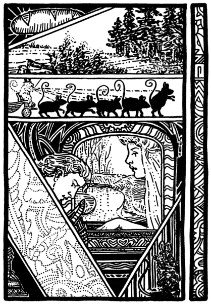 Mouse carriage and restored human princess in Van Everen’s1922 Forest Bride illustration