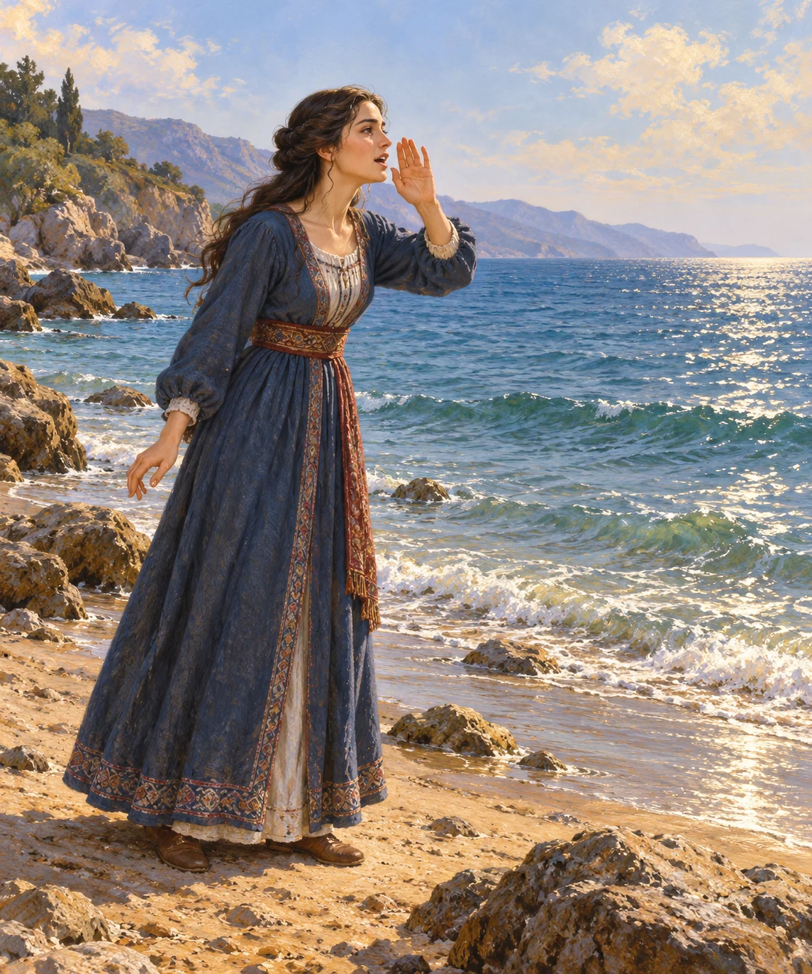 Complete human sea daughter calling beside an imagined shore.