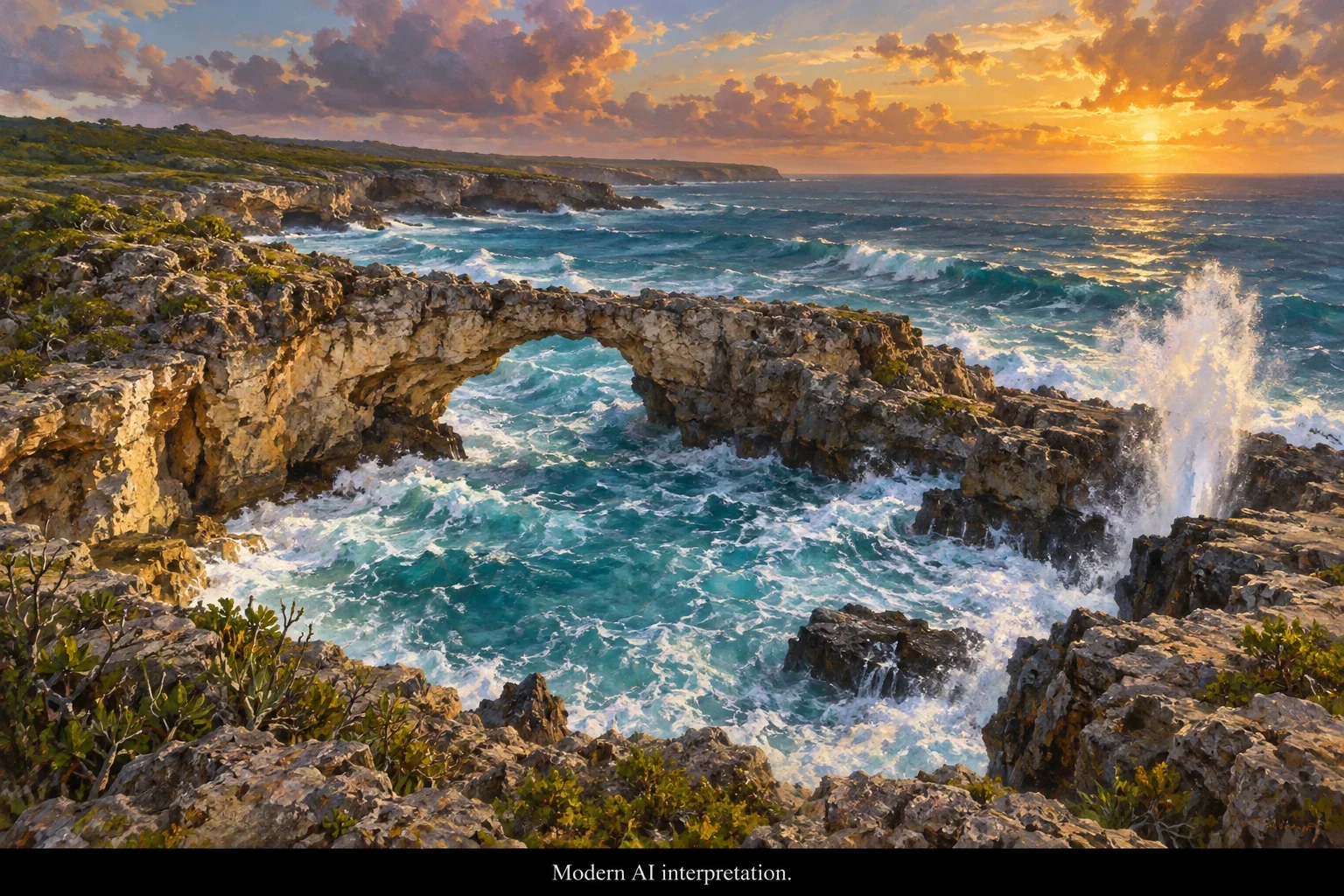 AI interpretation of Antigua’s coastal naming legend.