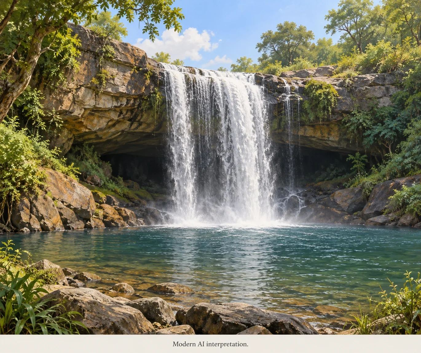 AI interpretation of Chishimba’s waterfall belief.
