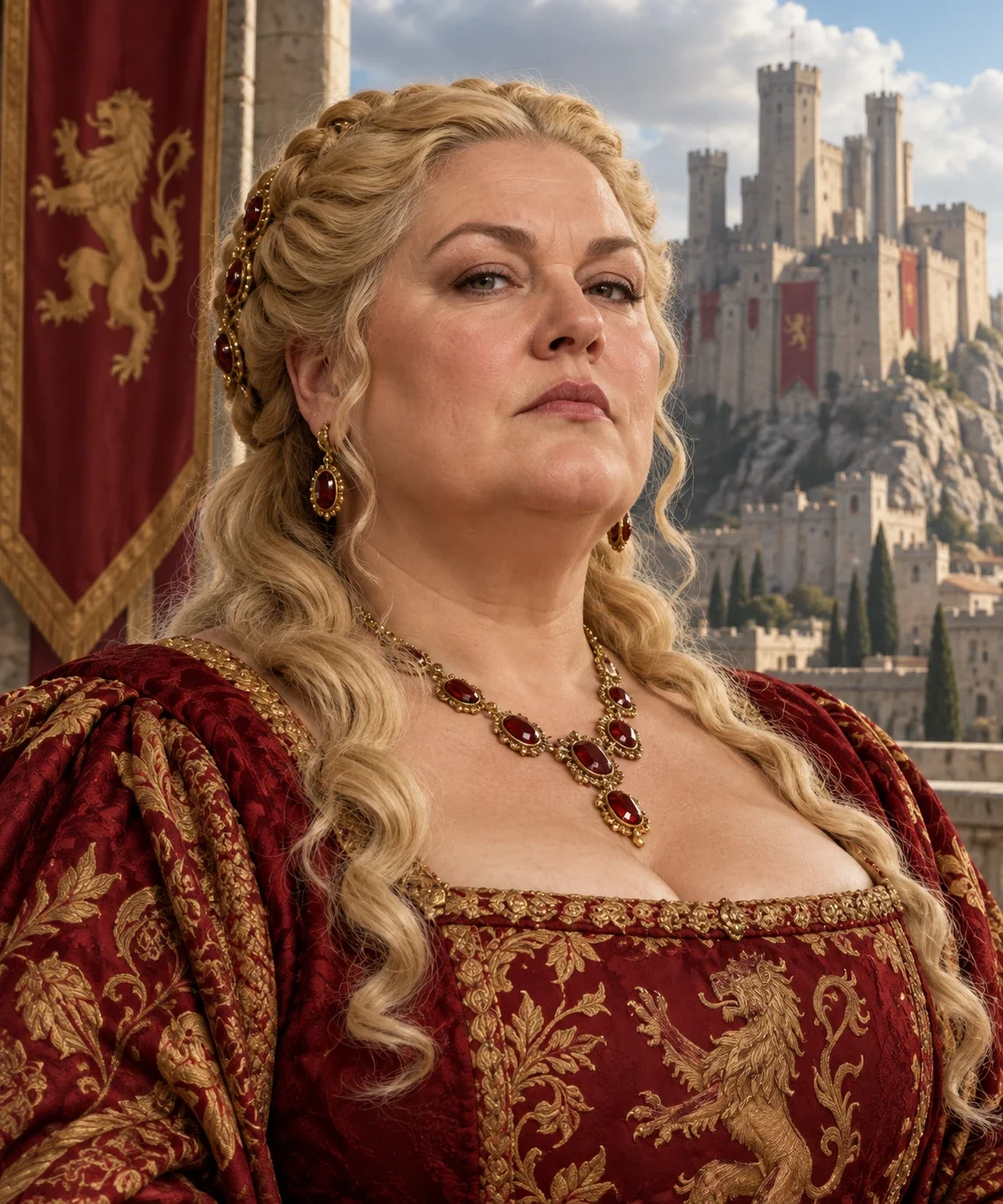 A forceful Lannister noblewoman who helps hold Riverrun.