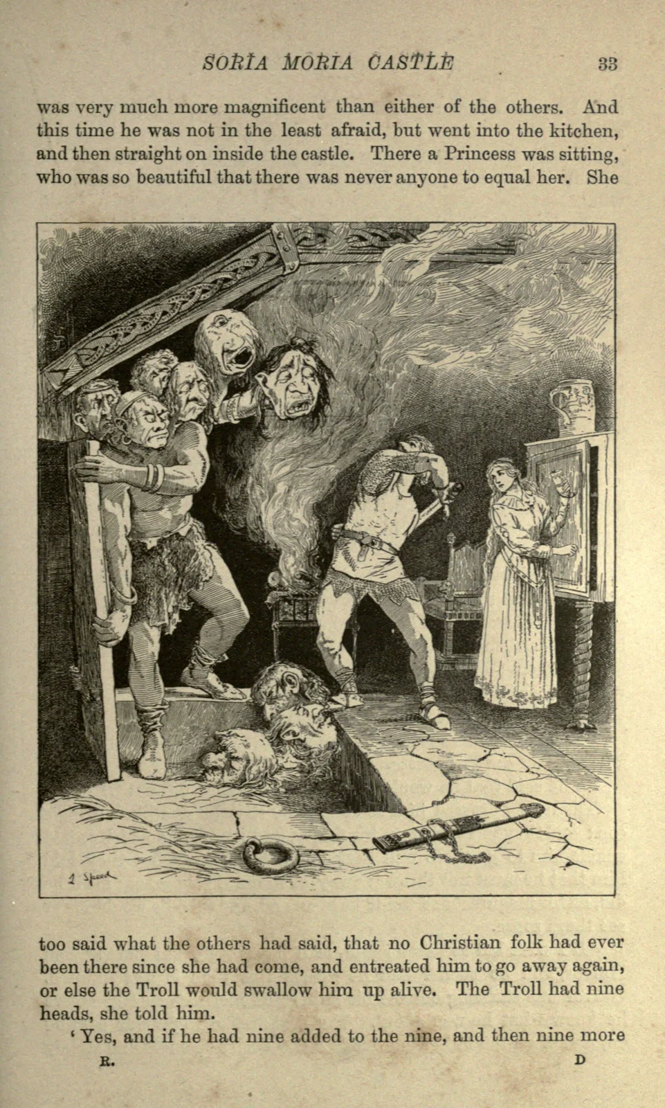 Halvor attacks a many-headed Soria Moria troll, Lancelot Speed, 1890