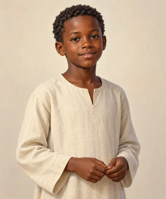 Interpretive portrait of Akwoch as a boy