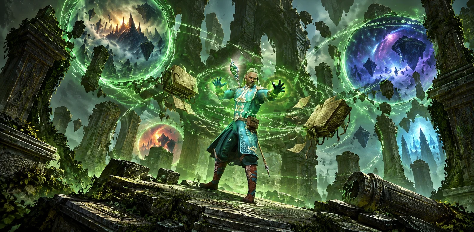 Azandar studying ruins.
