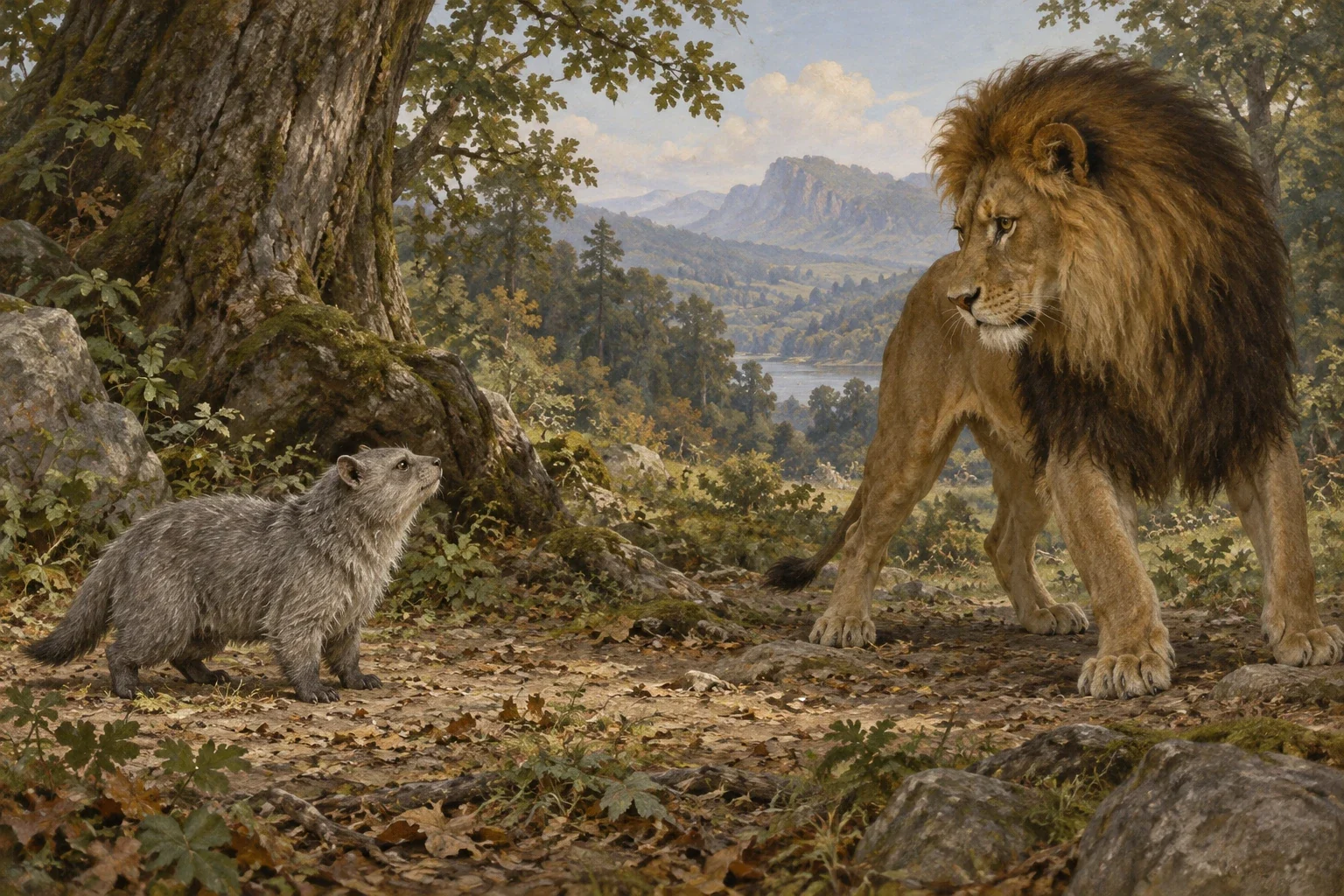 Leontophonus - AI-generated imagined folklore illustration.