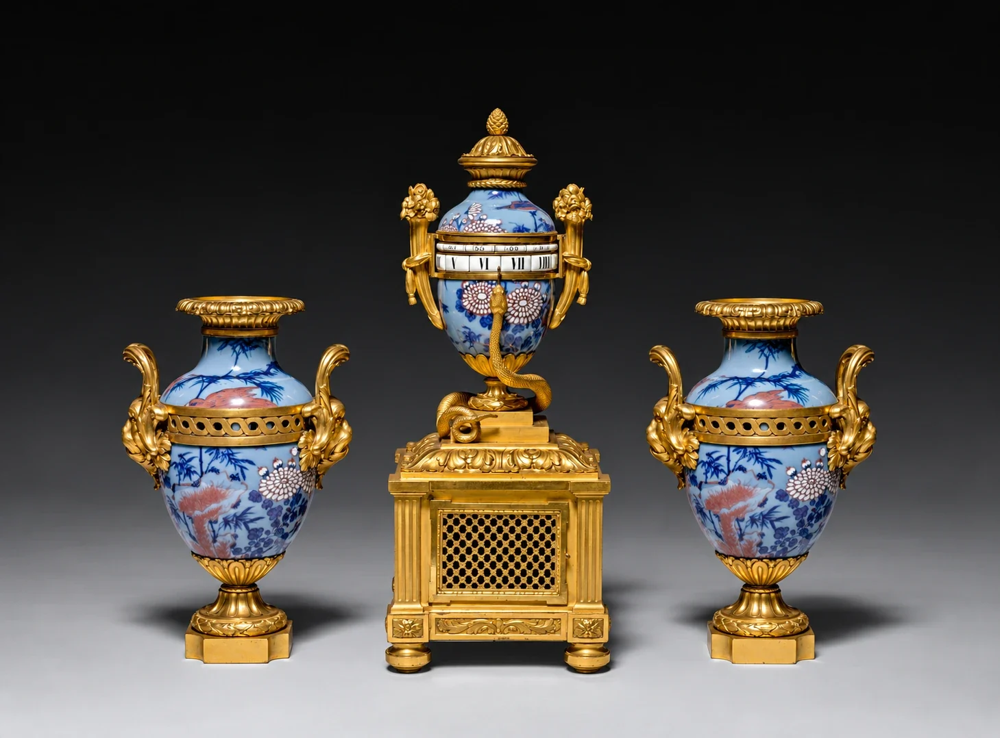 AI interpretation of three-piece porcelain garniture.