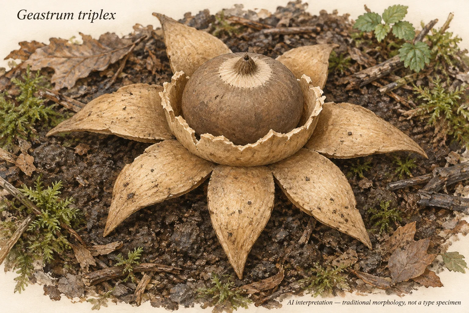 AI collared earthstar: rays, collar and sessile sac.