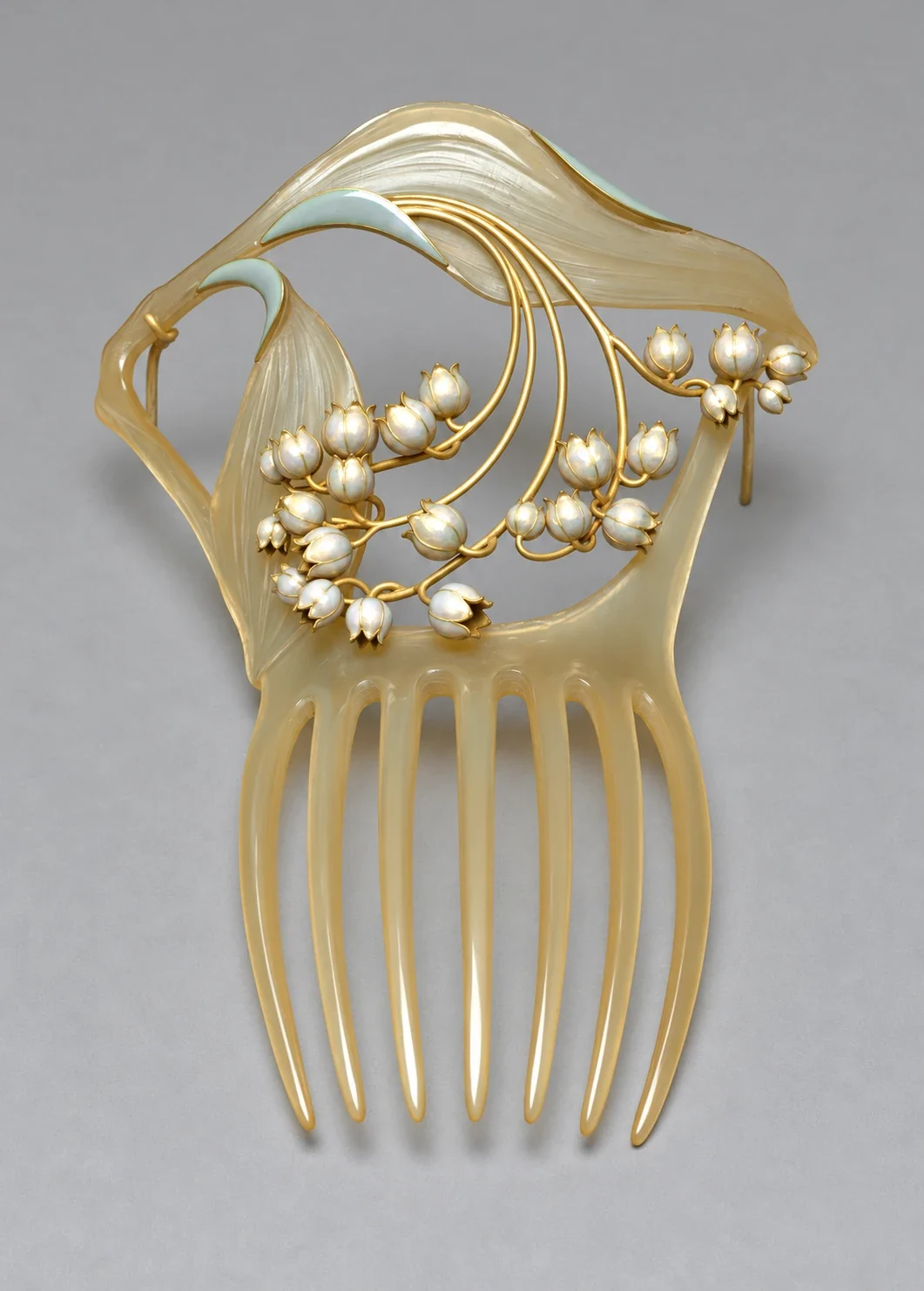AI interpretation of Lalique floral comb.