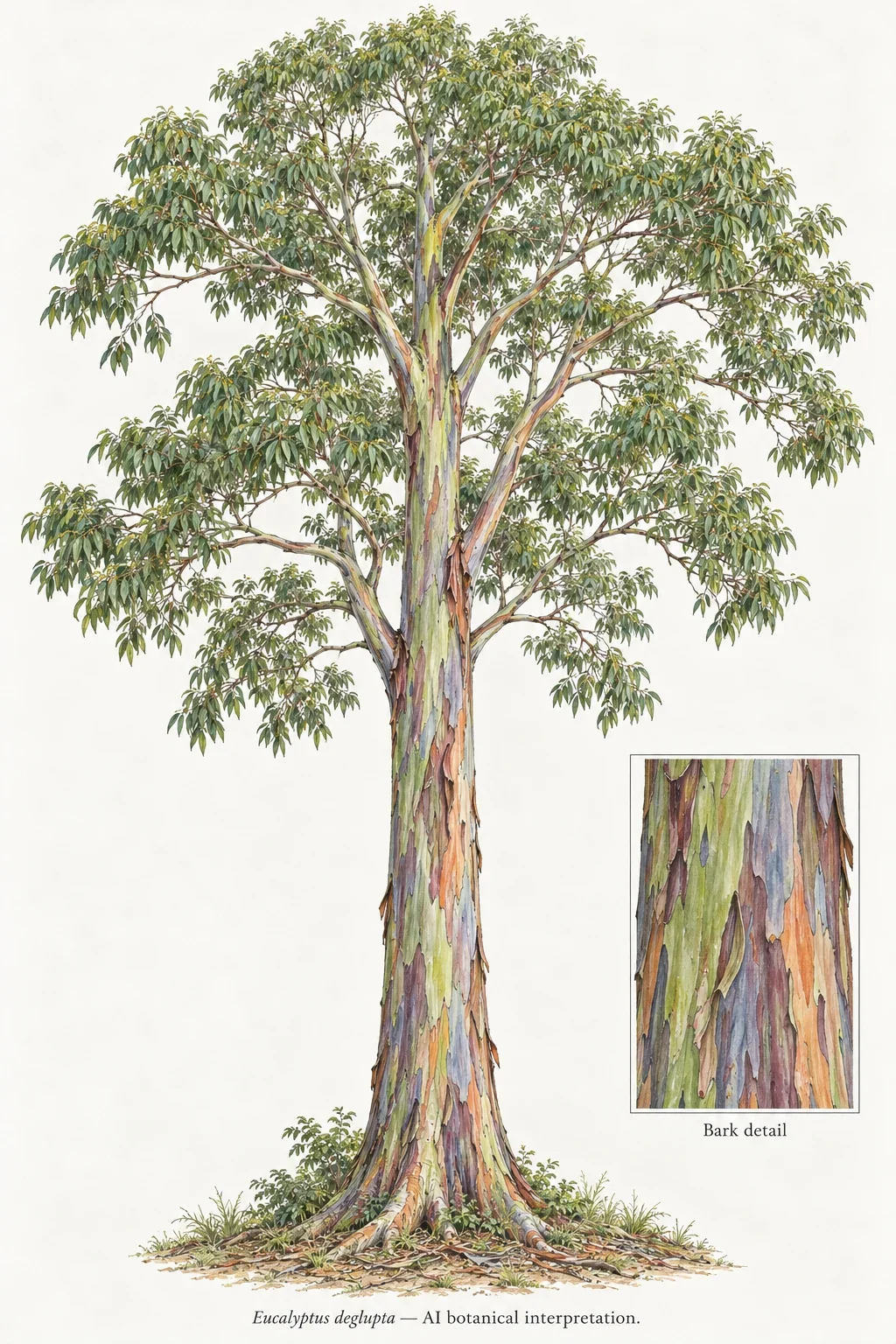 AI interpretation of rainbow eucalyptus.