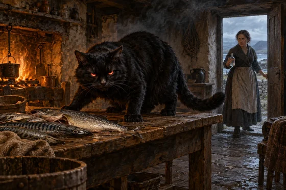 The Demon Cat of Connemara in Lady Wilde’s account — AI-generated interpretation