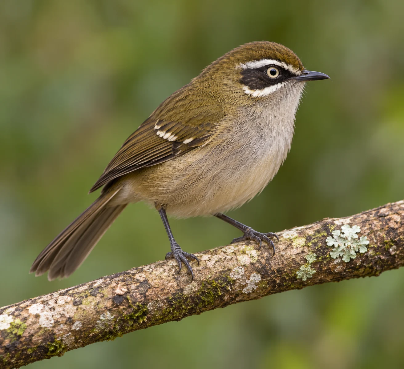Complete white-browed scrubwren.