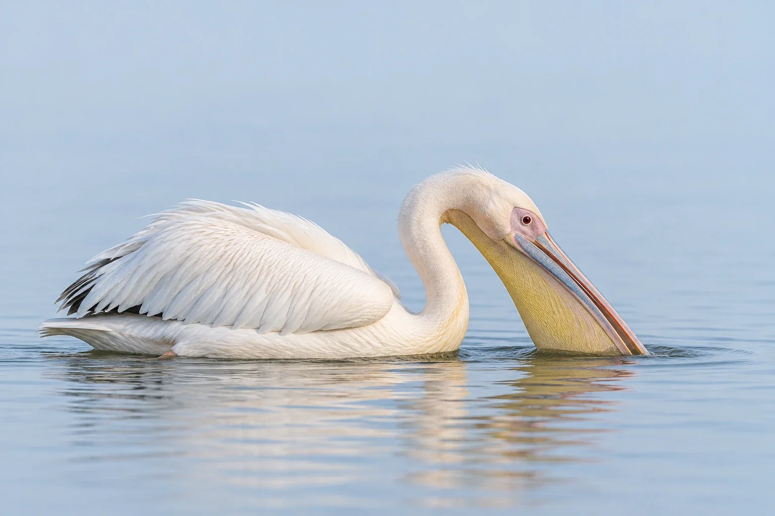 AI interpretation: surface-feeding great white pelican.