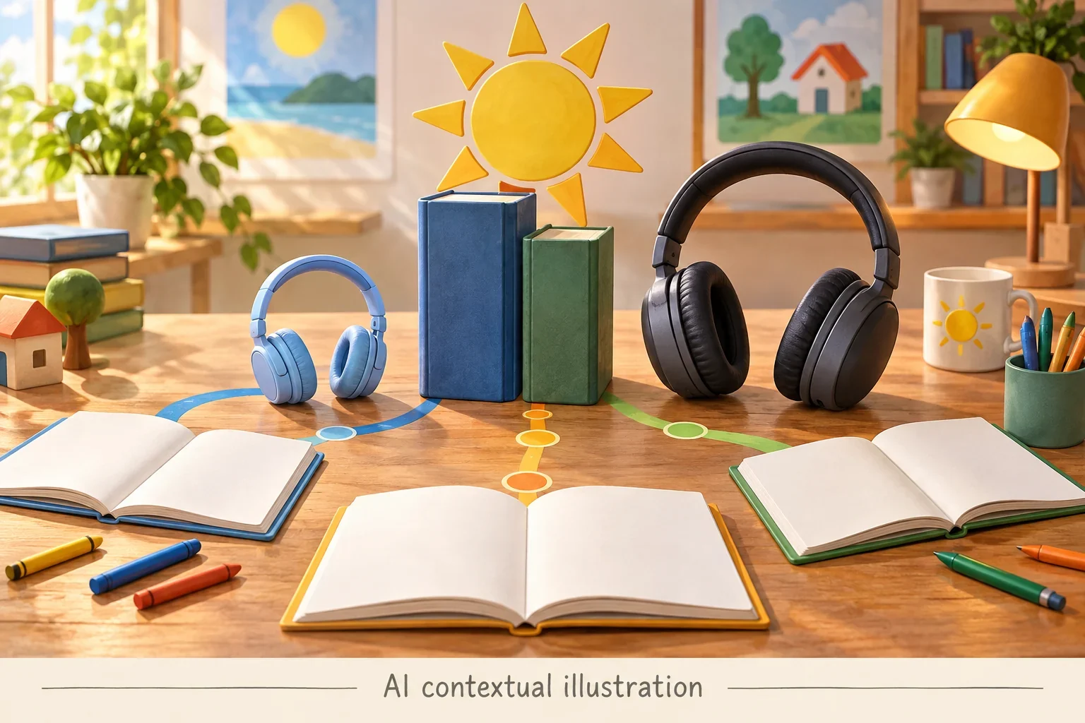Imagined intergenerational language-school learning materials.