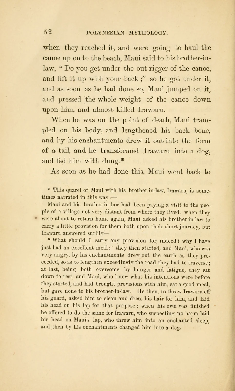Irawaru in The Legend of Maui, historical printed chapter opening; documentary source-page facsimile