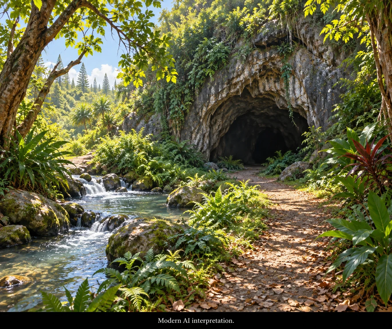 AI interpretation of Hortense’s cave refuge.