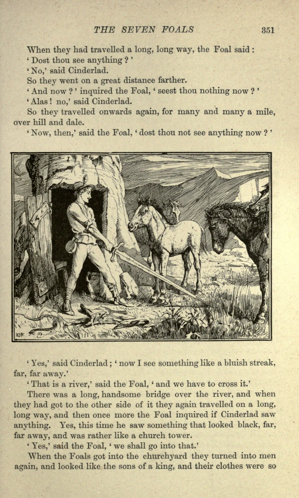 The enchanted foals show their watcher the great sword, H. J. Ford, 1890