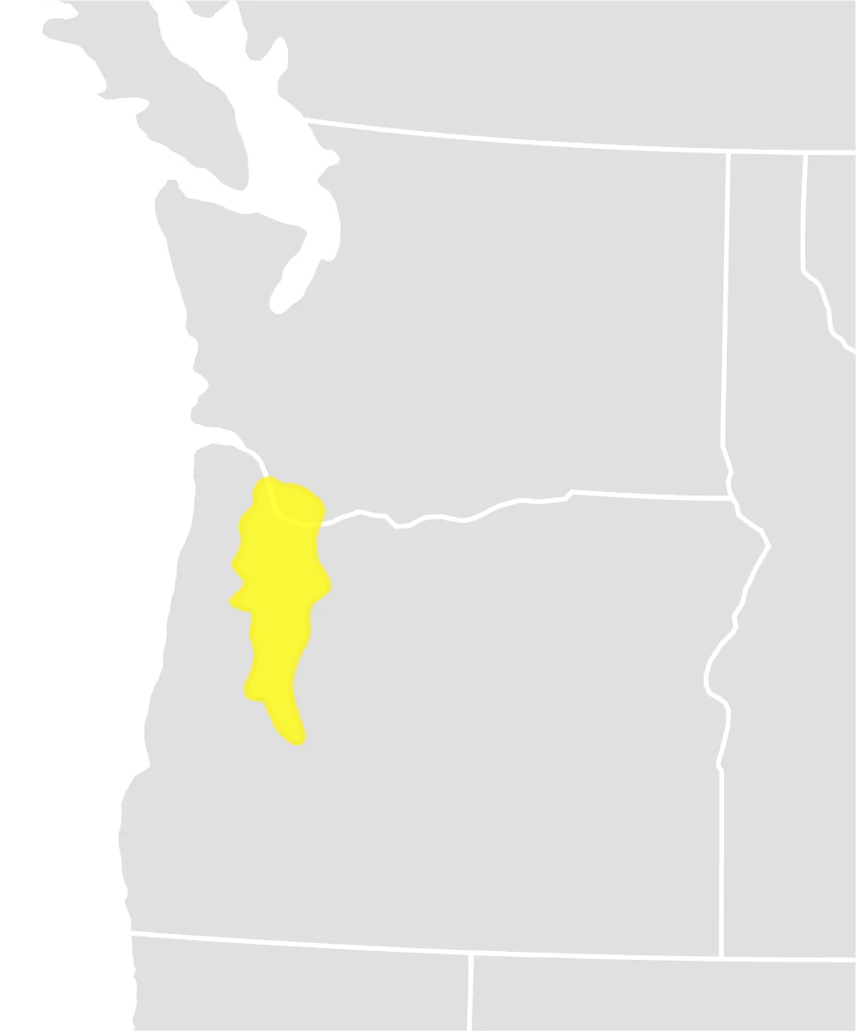 Map of the Gray-tailed vole in the northwestern region of the United States.