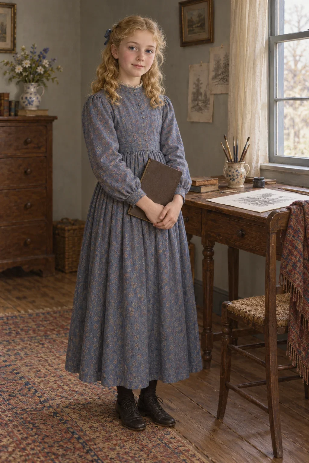 Imagined Amy March in a quiet original-novel portrait.