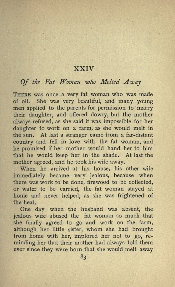 Oil Woman (Southern Nigerian tale),1910 historical printed text witness, page83; documentary source-page facsimile