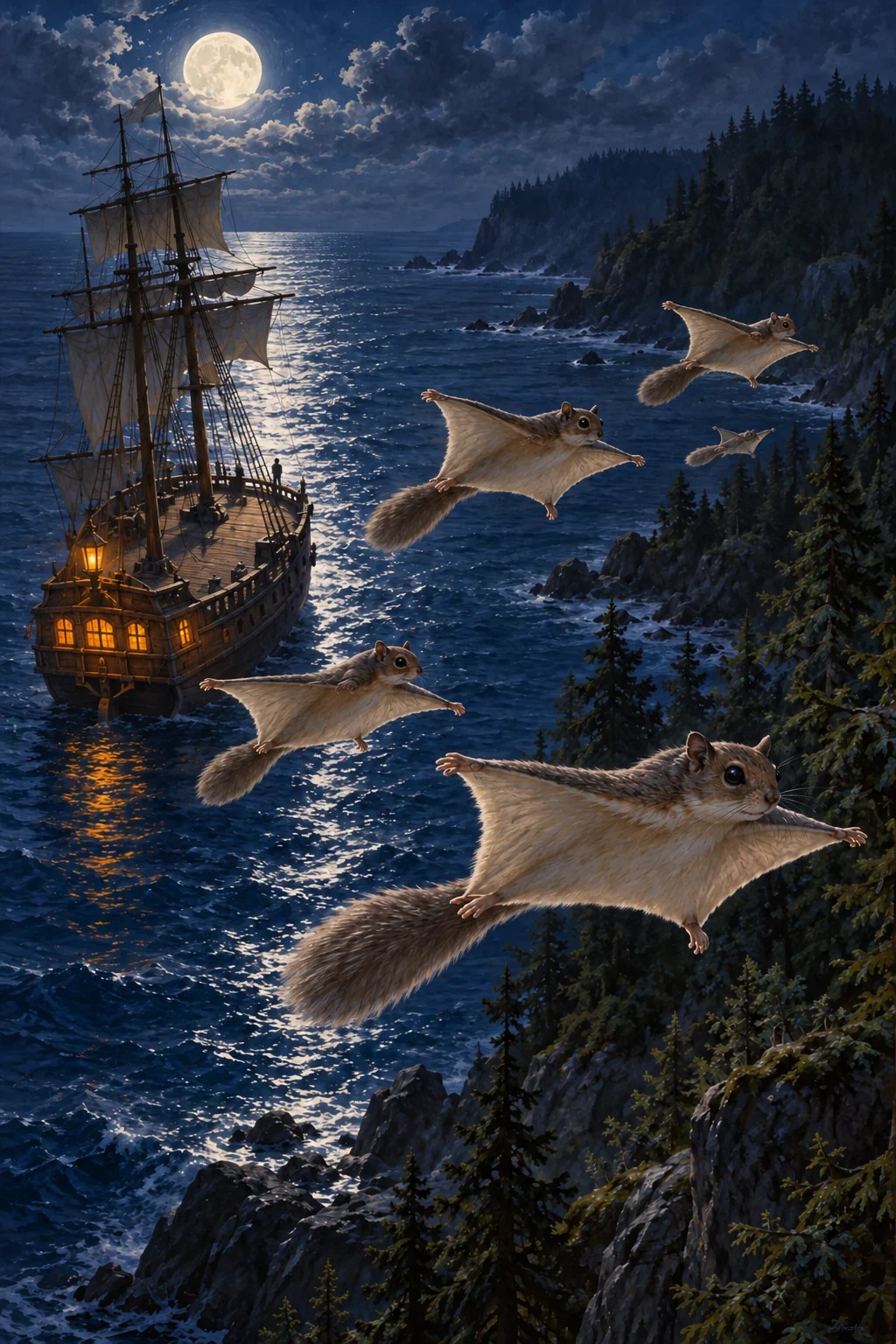 The Flying Squirrel sailors in Rand’s account — AI-generated interpretation