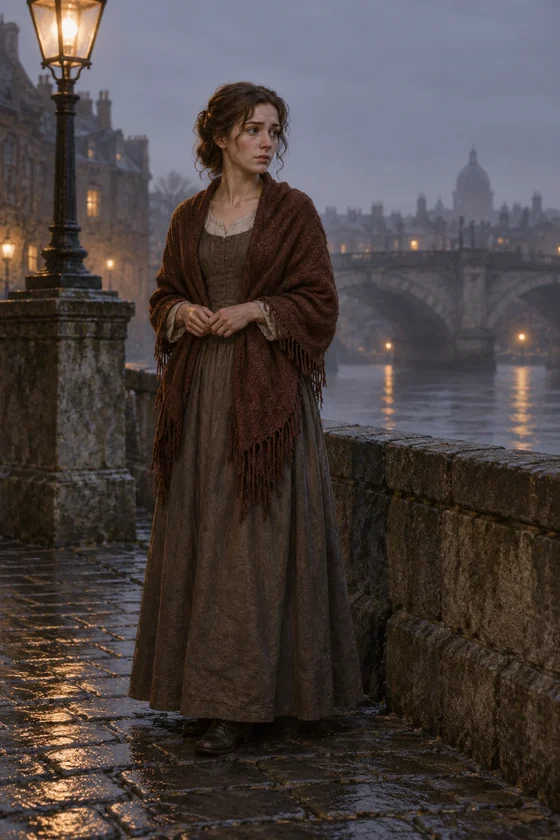 Imagined Nancy in a quiet original-novel portrait.