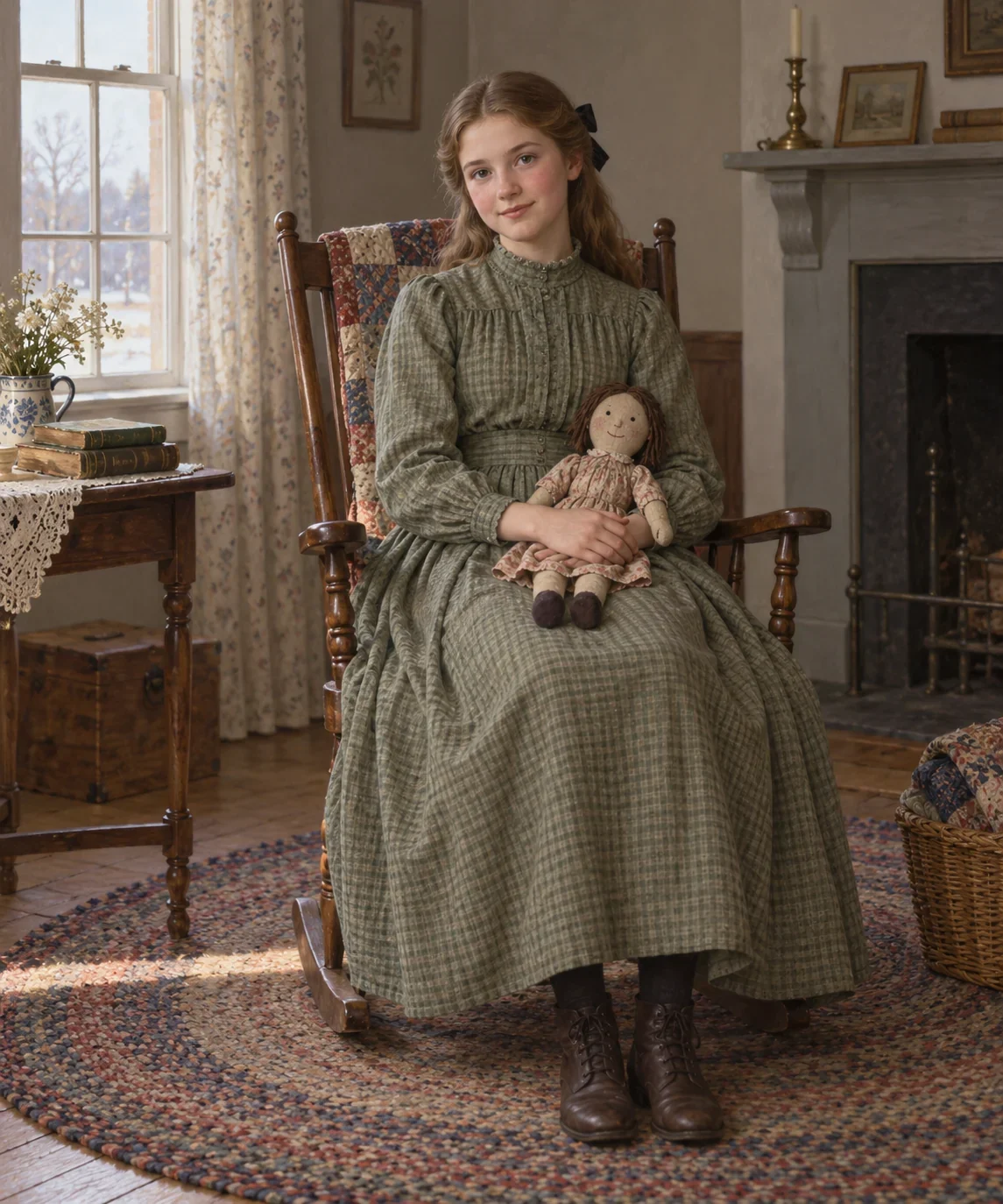 Imagined Beth March in a quiet original-novel portrait.