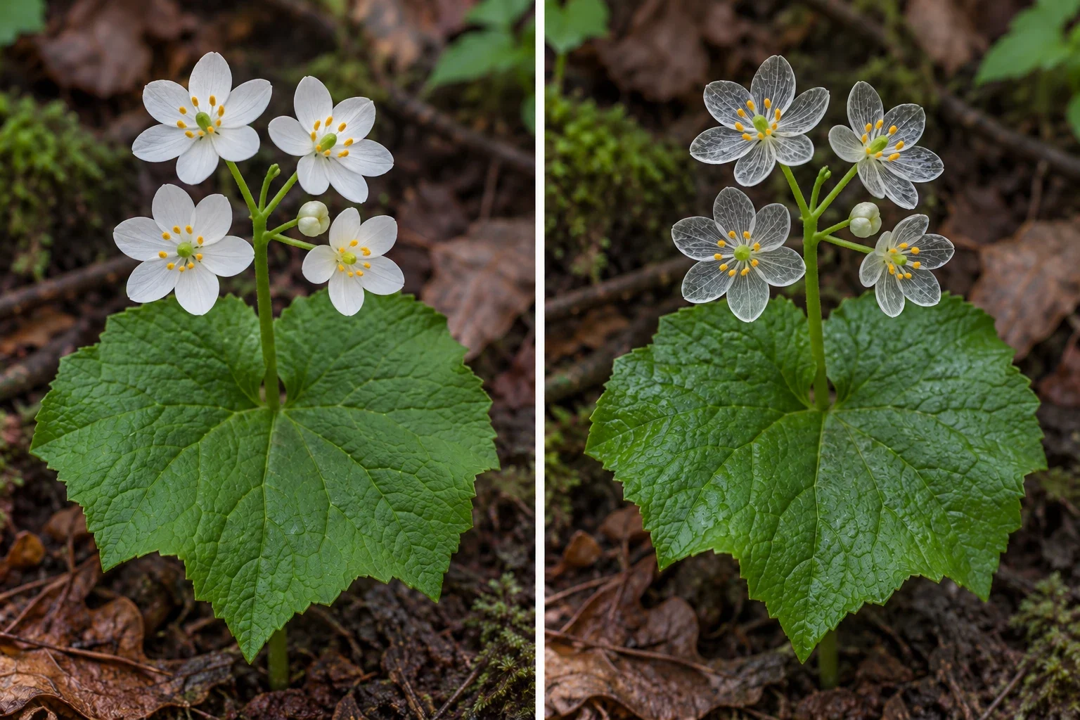 Modern AI interpretation of skeleton flower petal states.