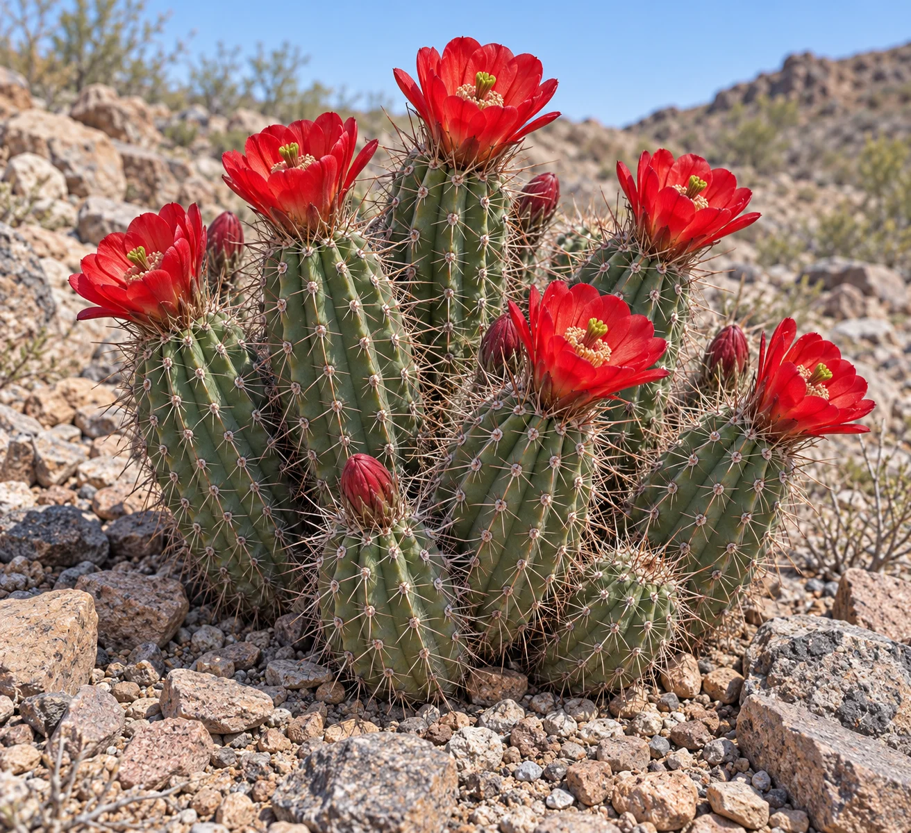 Complete claret cup clump.