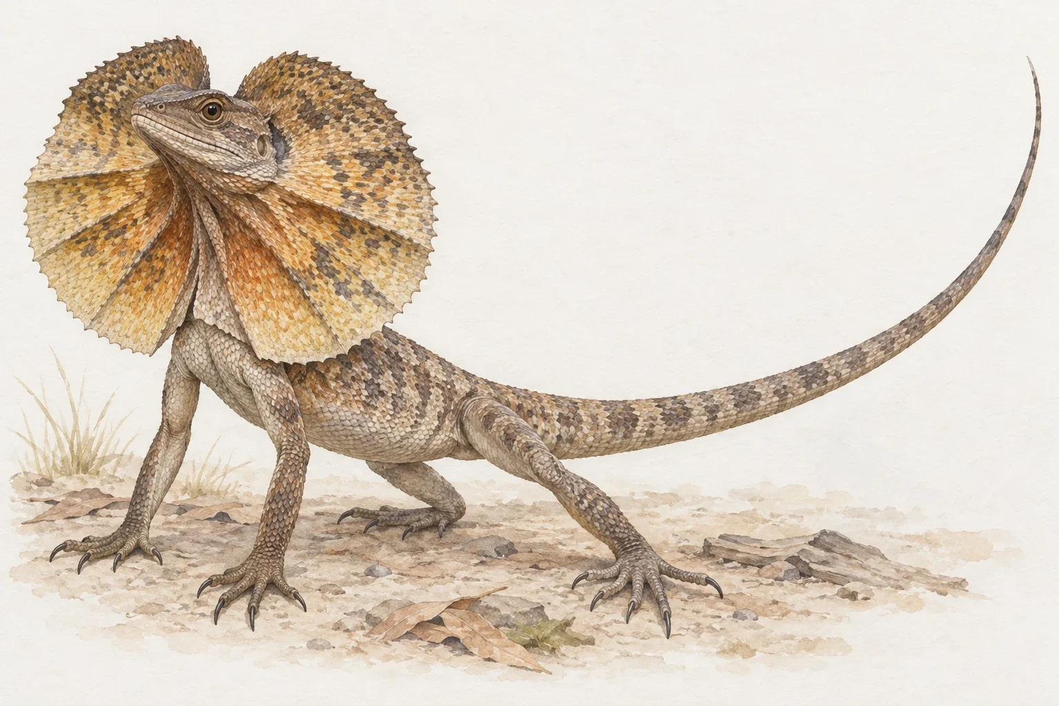 Frilled lizard - AI-generated scientific interpretation.