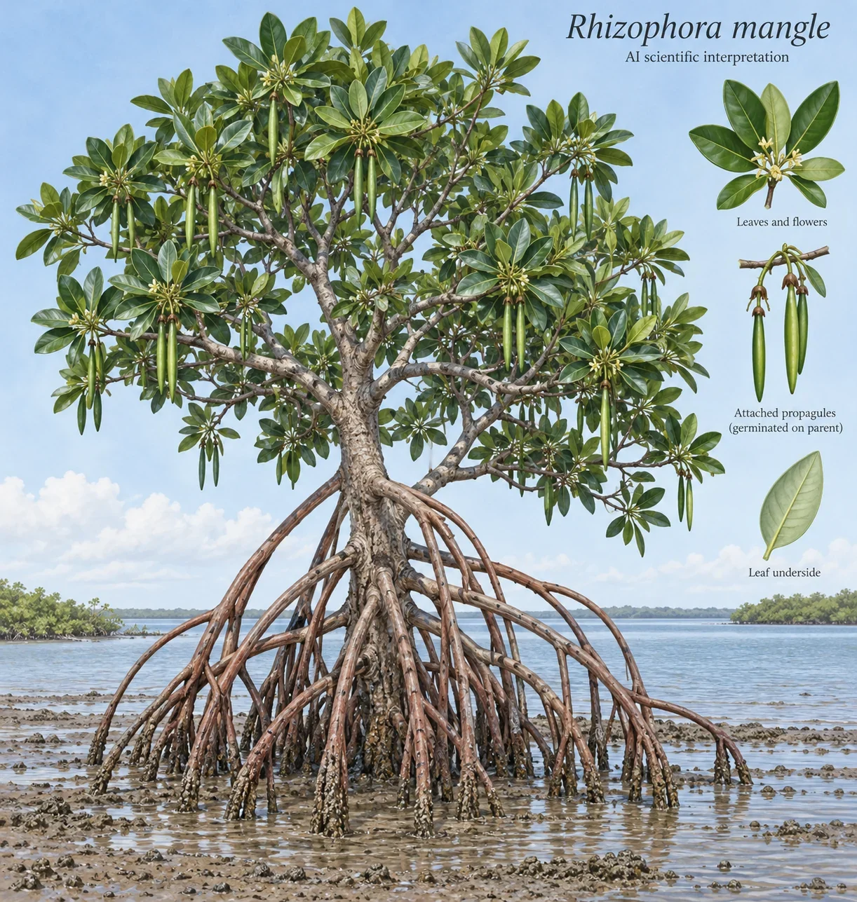 AI scientific interpretation of Rhizophora mangle.