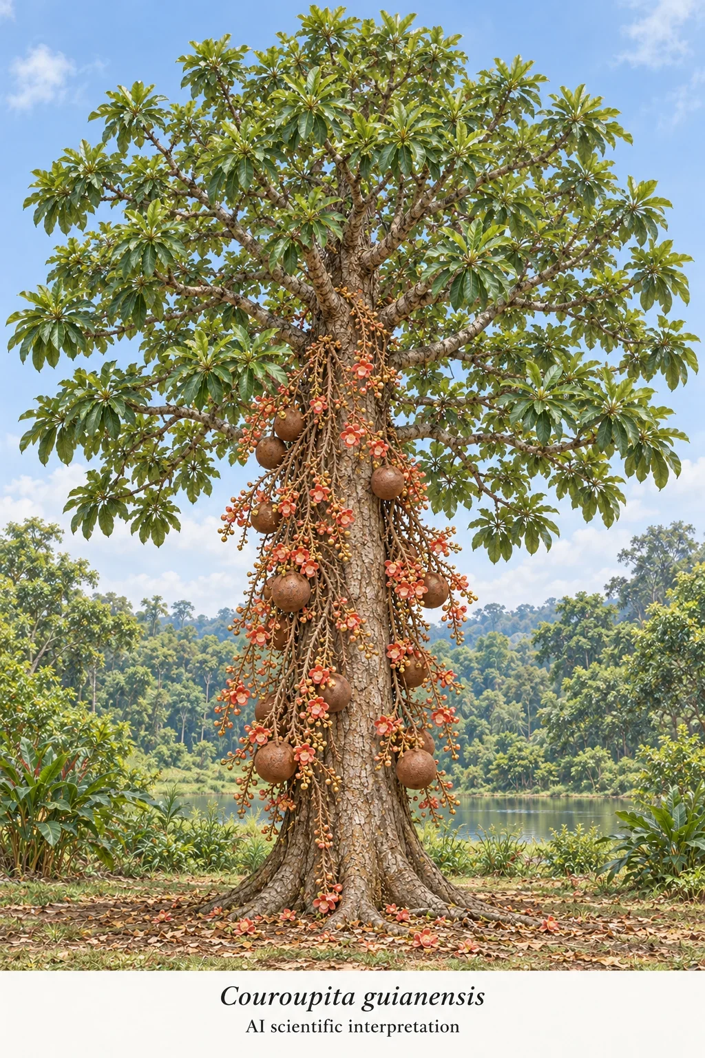AI scientific interpretation of Couroupita guianensis.