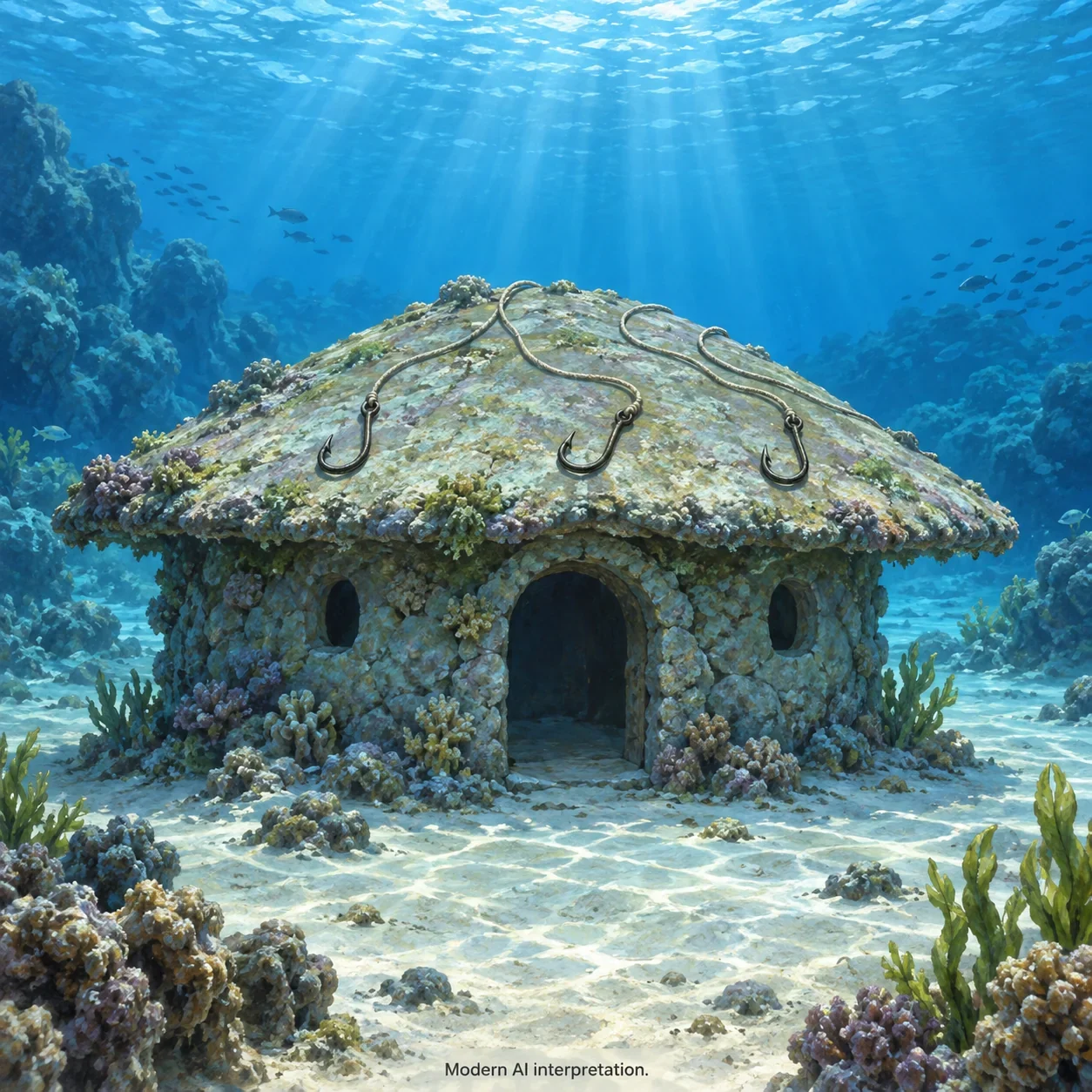AI interpretation of Detora’s undersea fishing home.