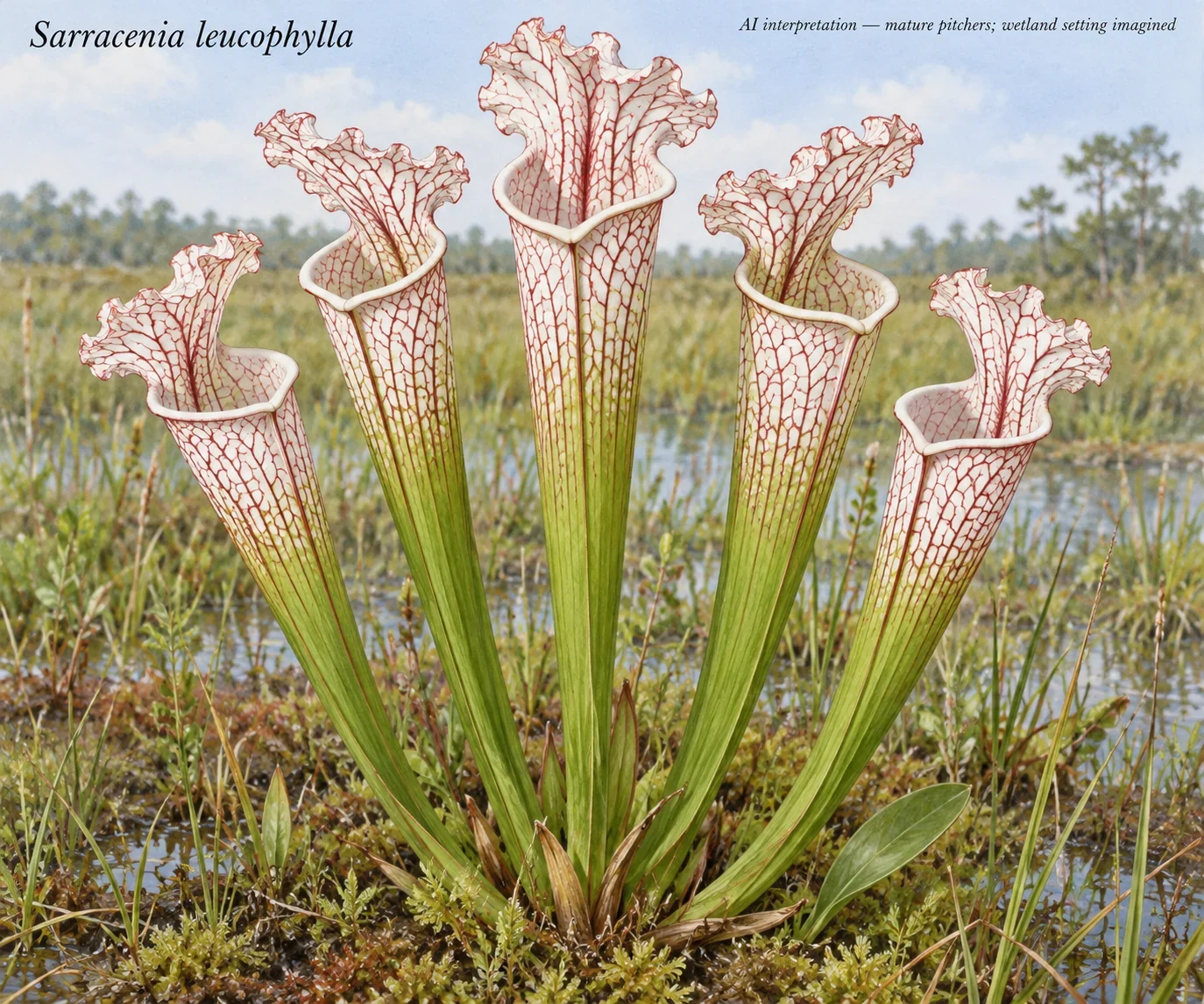 AI white-veined upright pitcherplant tubes.