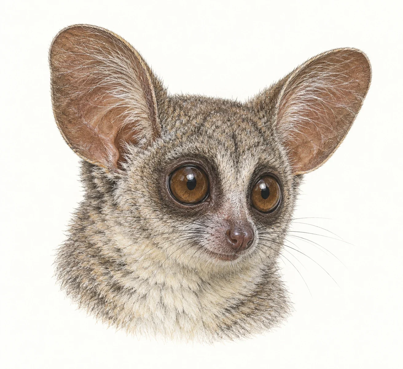 AI interpretation: Senegal galago head study.