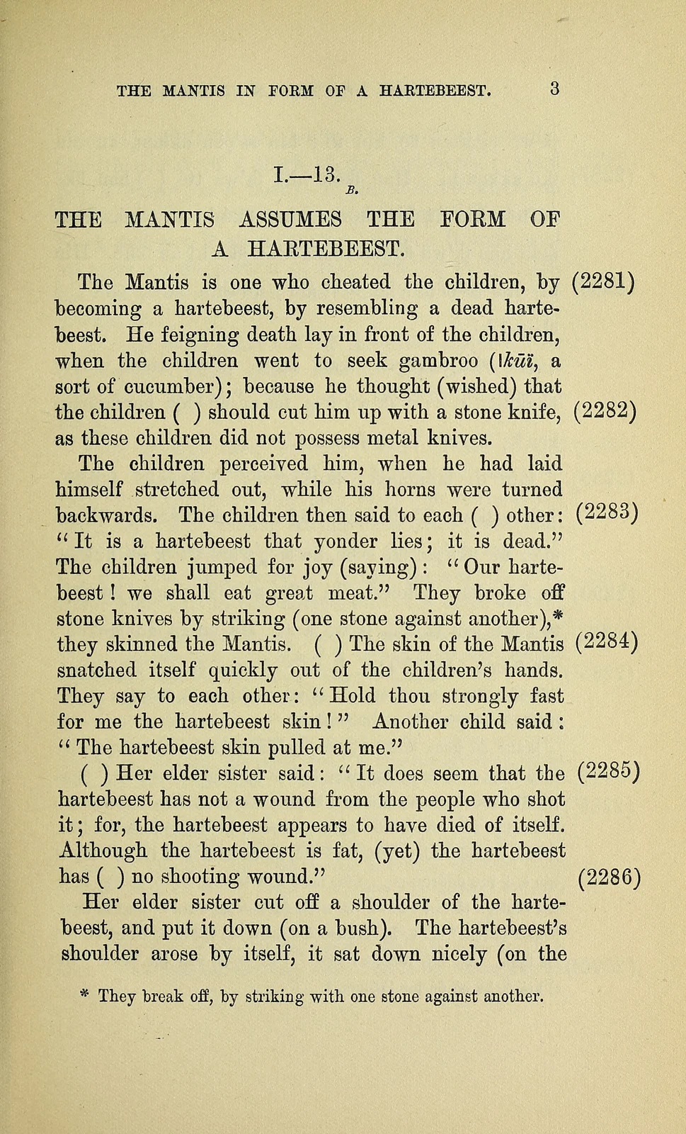 The Mantis assumes the form of a Hartebeest, page3, historical printed text witness; documentary source-page facsimile