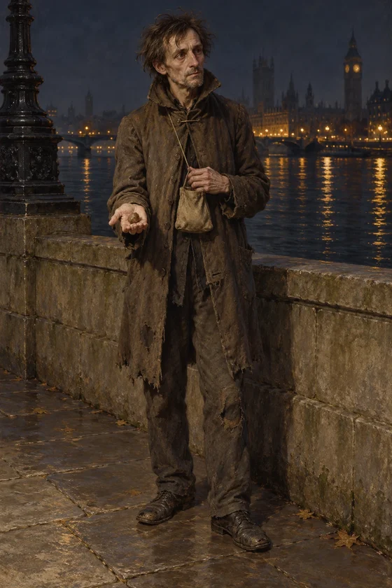AI interpretation of Wells’s shabby diamond maker displaying a brown uncut stone.