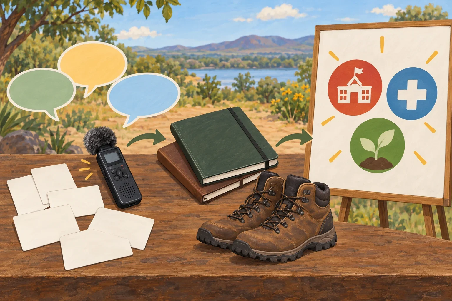 Imagined consultation and documentation supporting community planning.