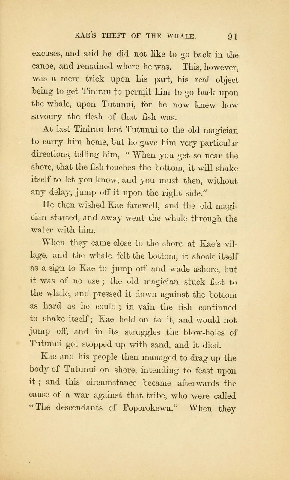 Tutunui in The Legend of Kae, historical printed chapter opening; documentary source-page facsimile