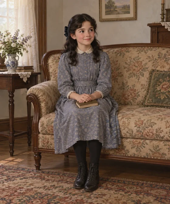 Imagined Diana Barry in a quiet original-novel portrait.