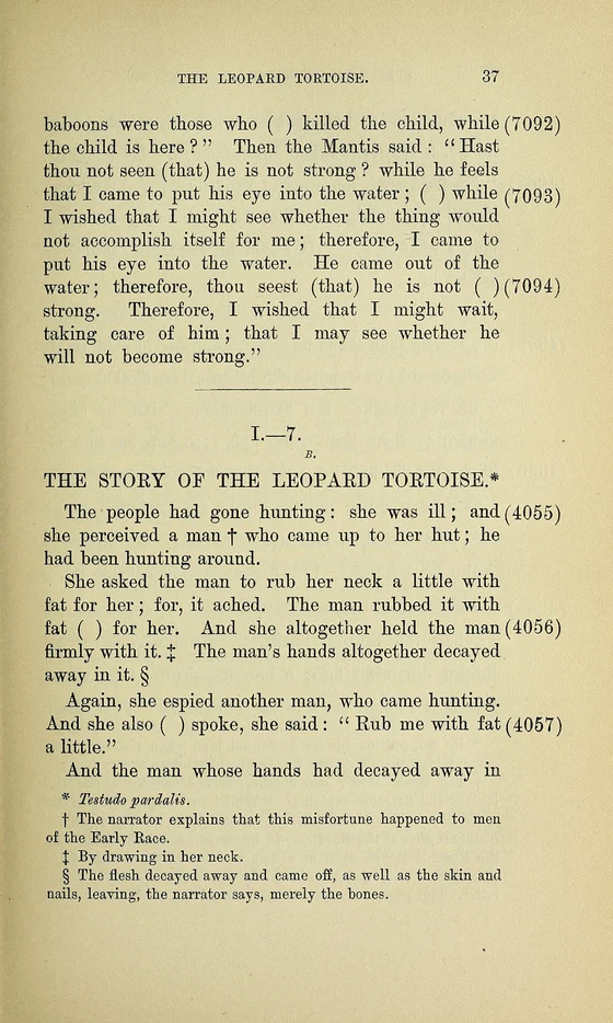 The Leopard Tortoise, page37, historical printed text witness; documentary source-page facsimile